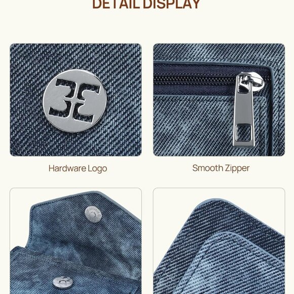 Small Wallet for Women RFID Blocking Credit Card Holder Compact Leather Wallets - Picture 5 of 7